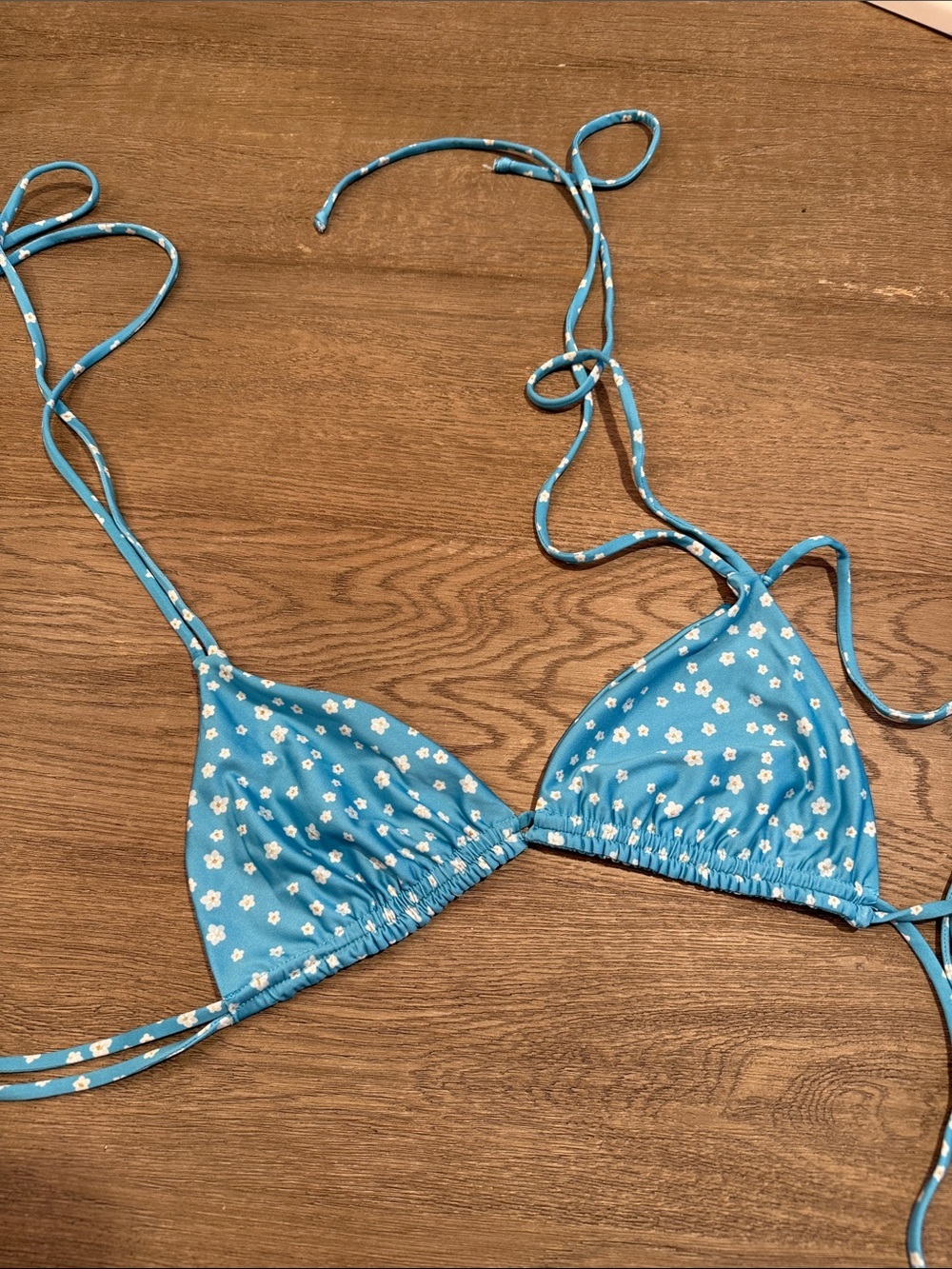 Blue Floral Triangle Bikini Top size small
